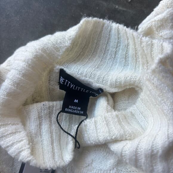 PrettyLittleThing Cable Knitted Sweater Jumper Dress Women's M Cream Long Sleeve - Picture 8 of 13